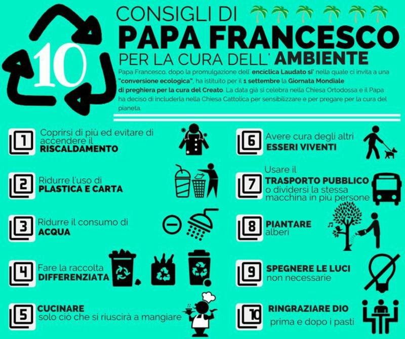 Consigli di Papa Francesco per la cura dell'ambiente