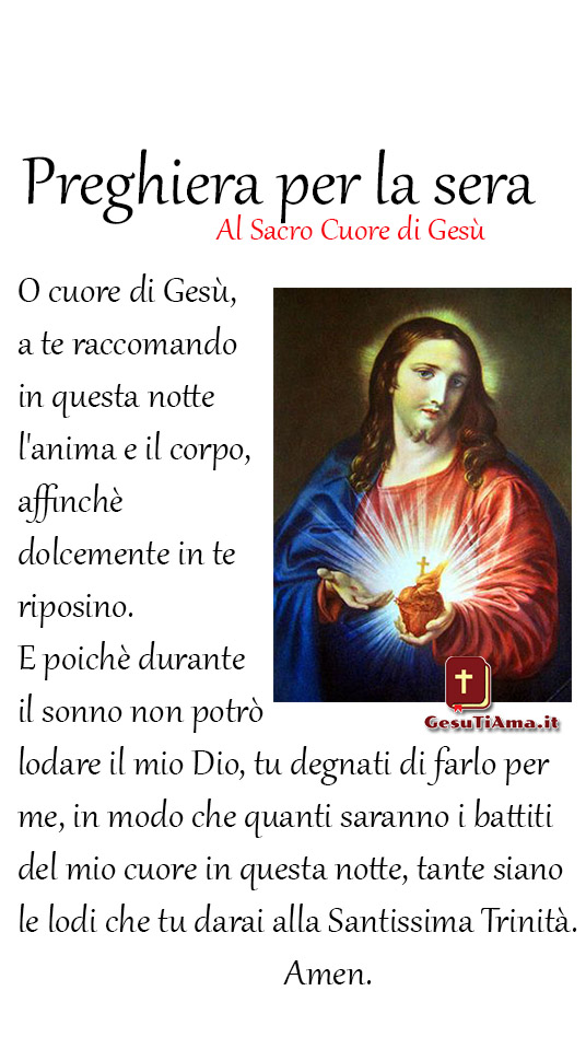 Preghiera per la sera al Sacro Cuore di Gesù