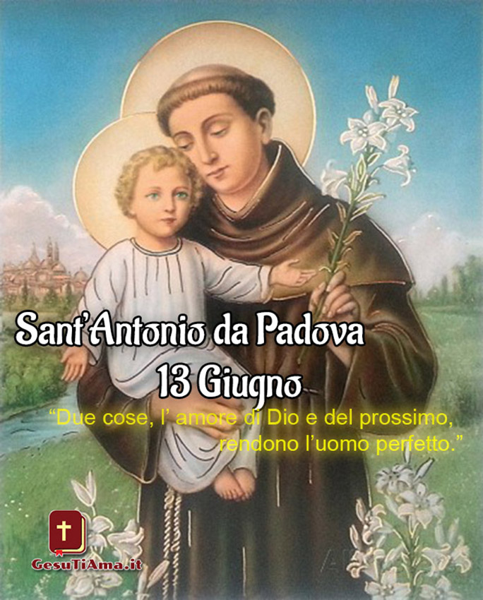 Sant'Antonio da Padova con citazione immagini 13 Giugno