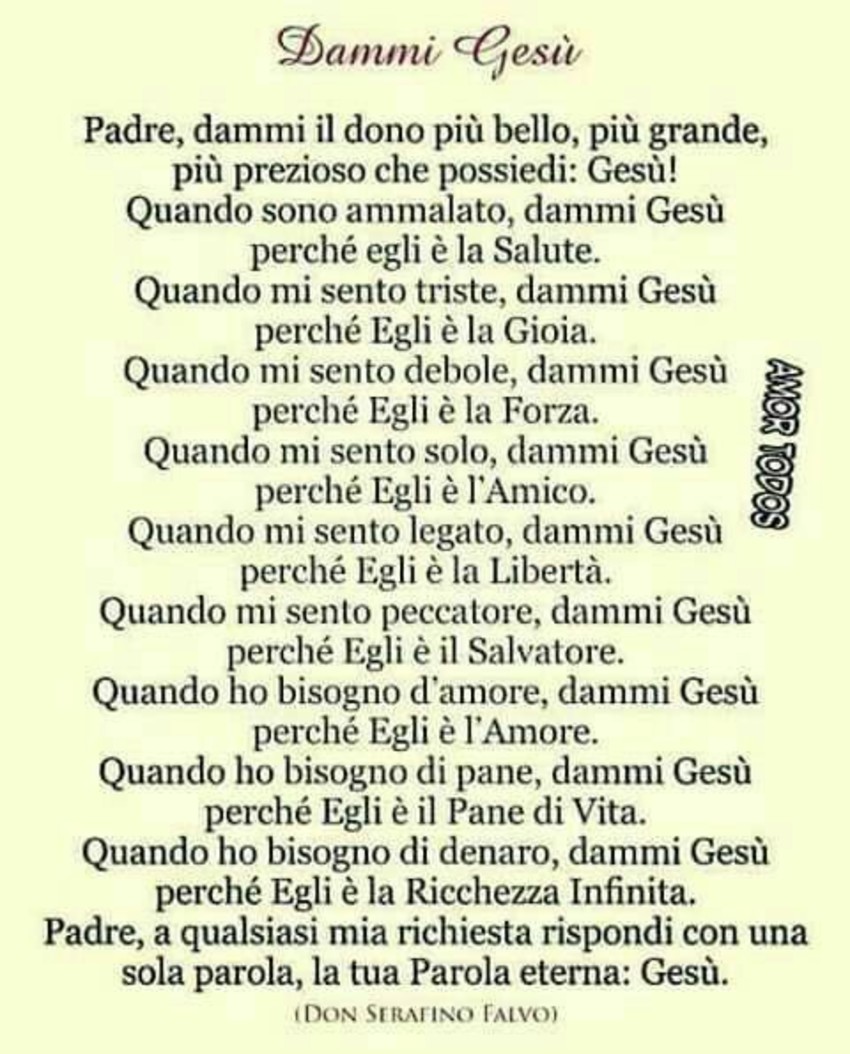 Dammi Gesù bellissime Preghiere