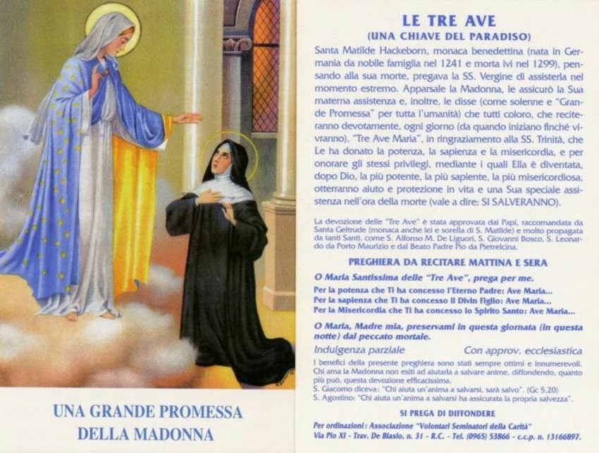 Le Tre Ave preghiera da recitare mattina e sera