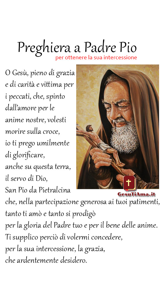 Preghiera a Padre Pio per ottenere la sua intercessione