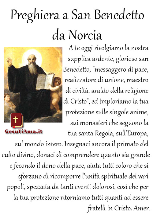 Preghiera a San Benedetto da Norcia