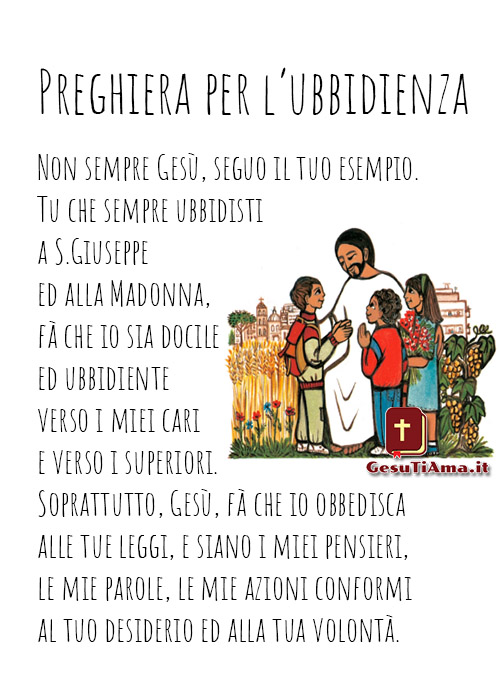 Preghiera per l'ubbidienza immagini religiose per i bambini catechismo