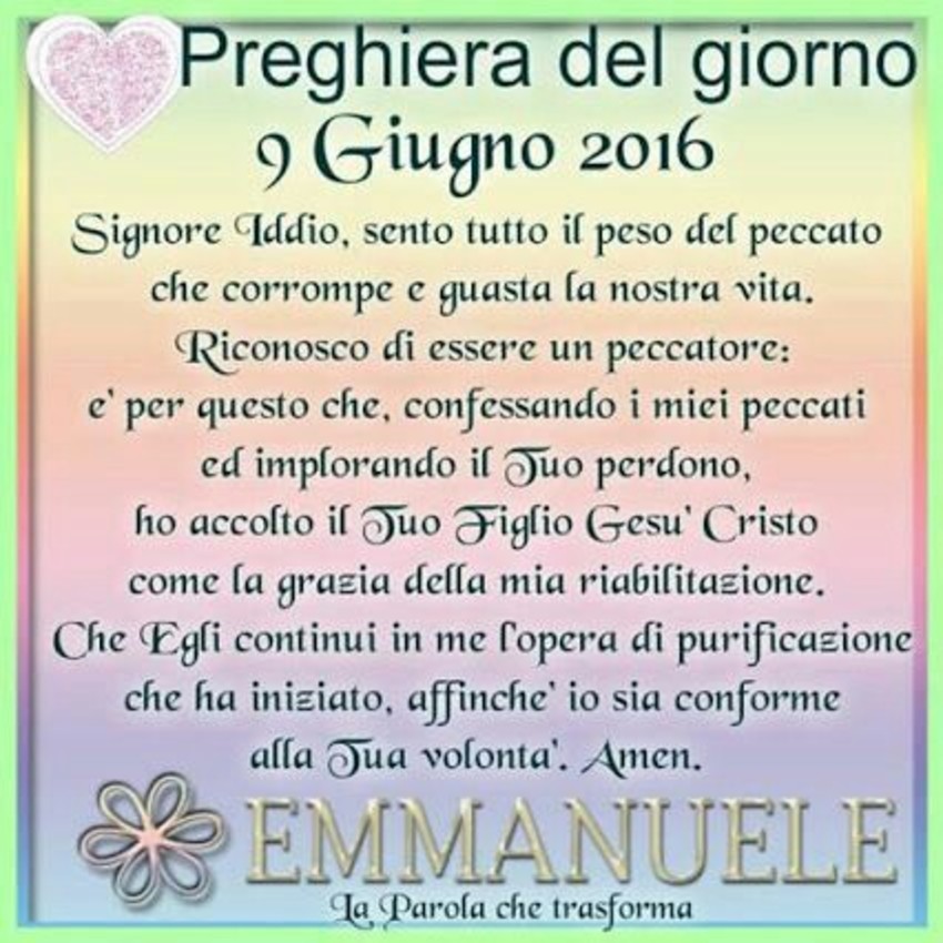 Preghiera del giorno 9 Giugno 2016