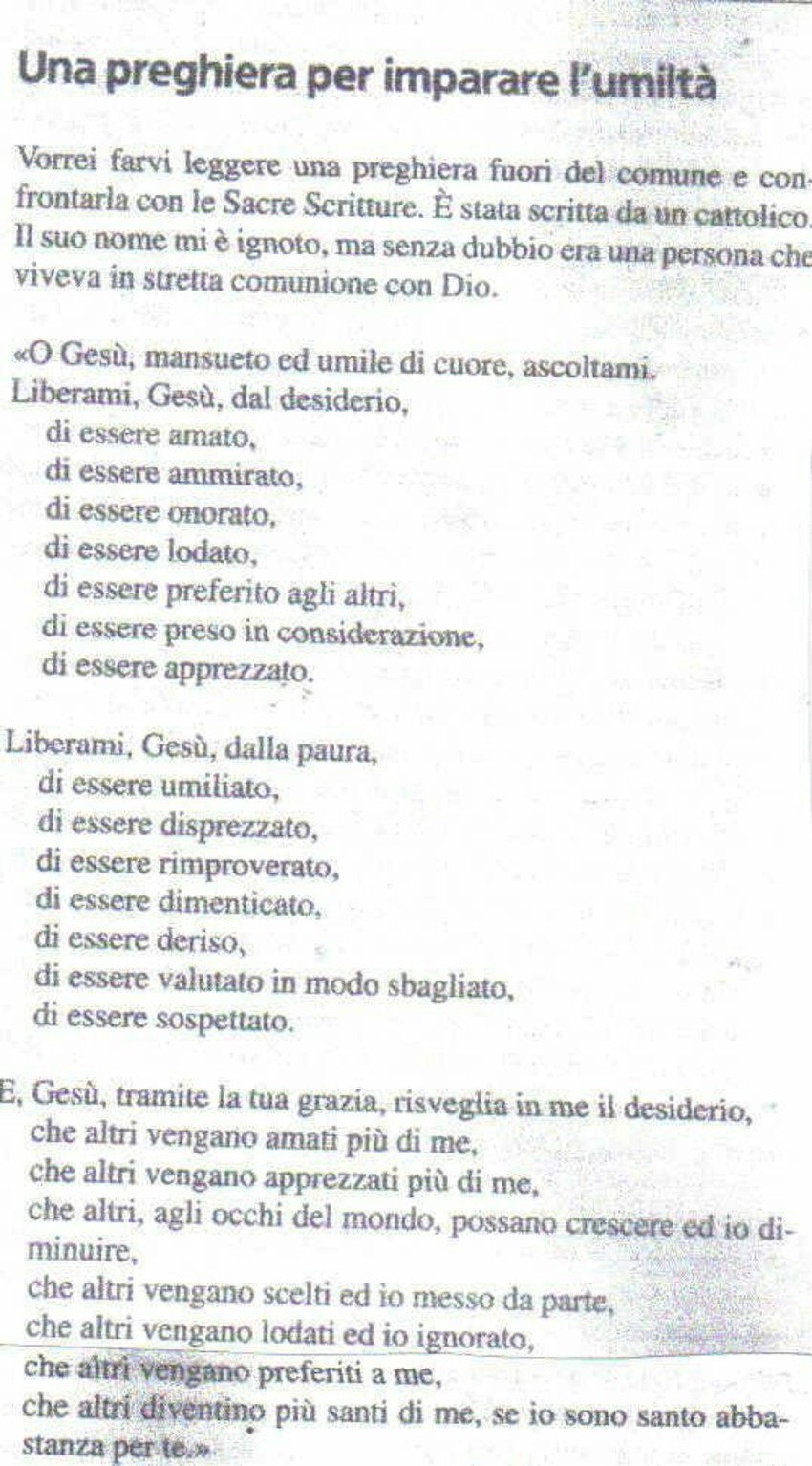 Una Preghiera per imparare l'umiltà immagini da mandare