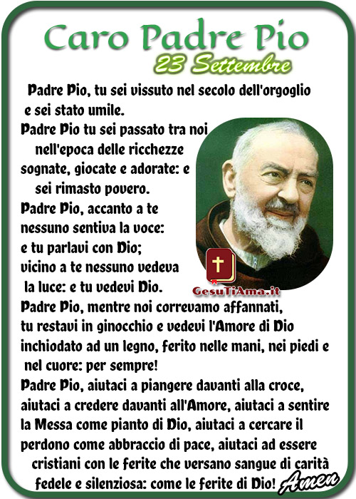 23 Settembre Preghiera a San Pio Padre Pio