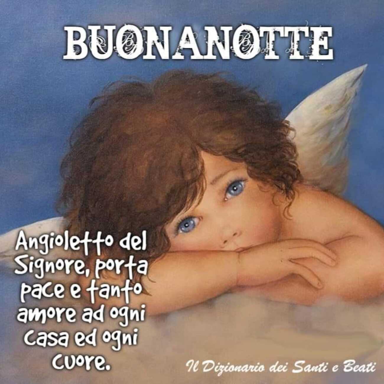 Buonanotte Angioletto del Signore porta pace e tanto amore ad ogni casa ed ogni cuore