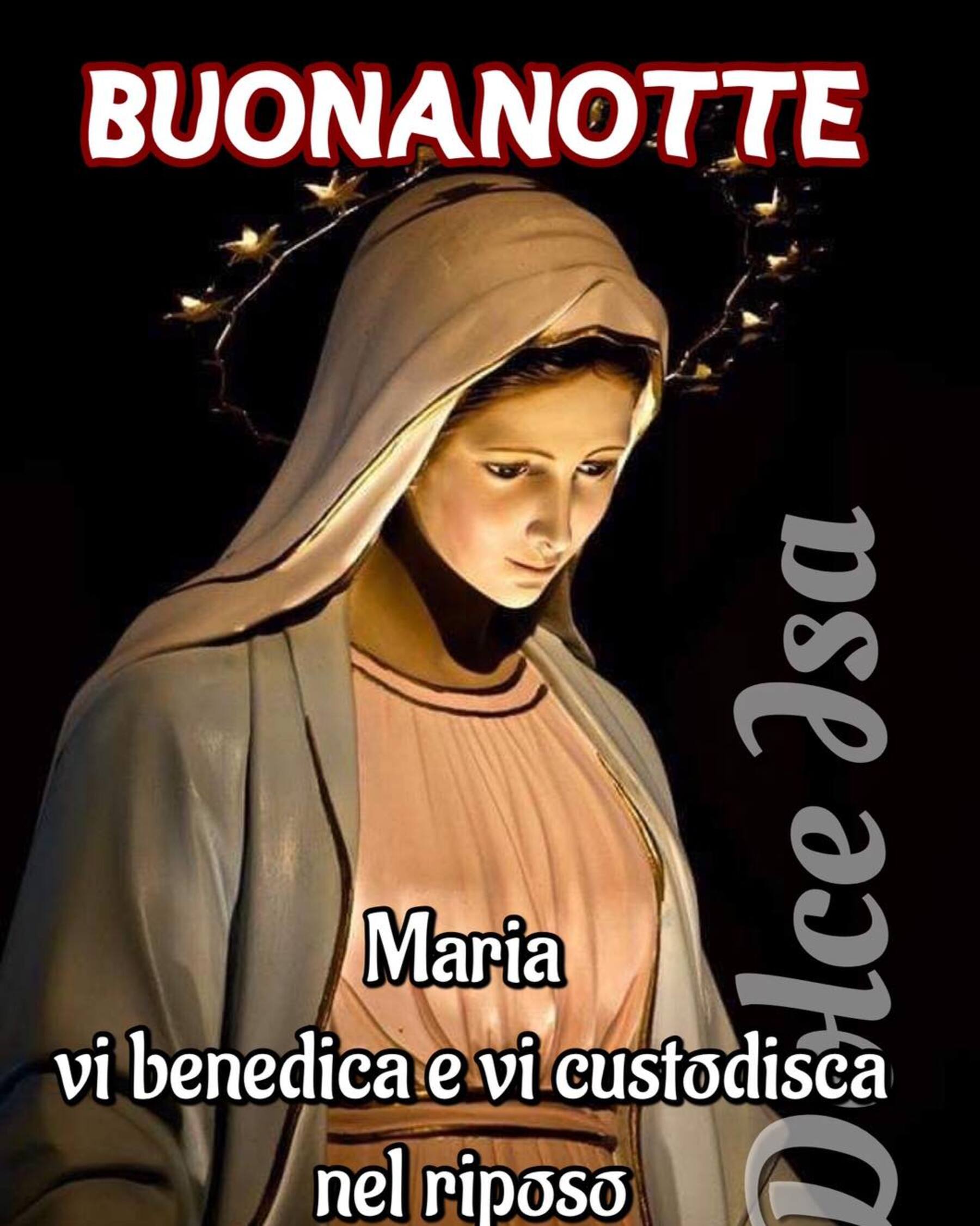 Buona Notte Maria vi benedica e vi custodisca nel riposo