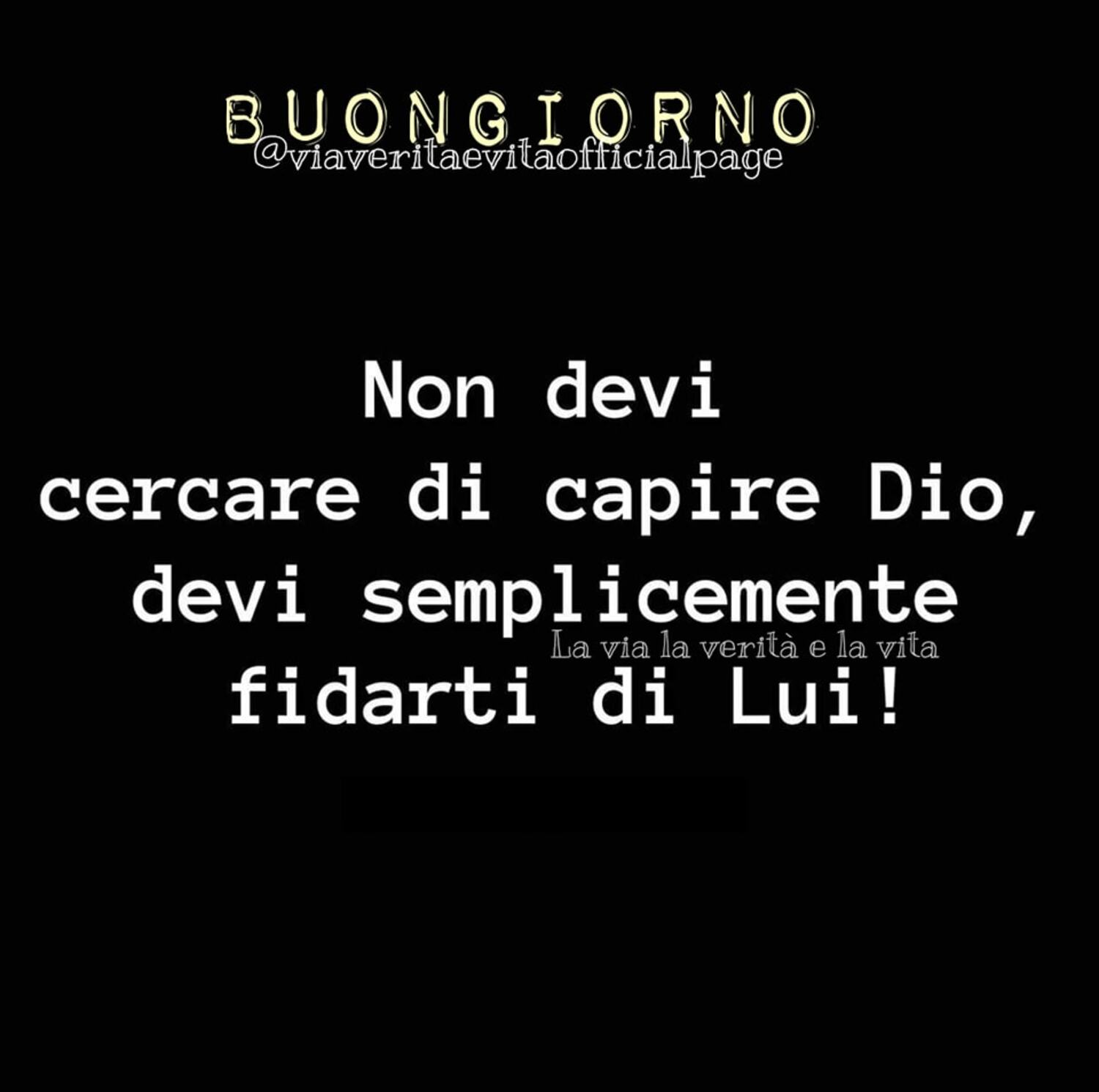 Buongiorno non devi cercare di capire Dio devi semplicemente fidarti di Lui